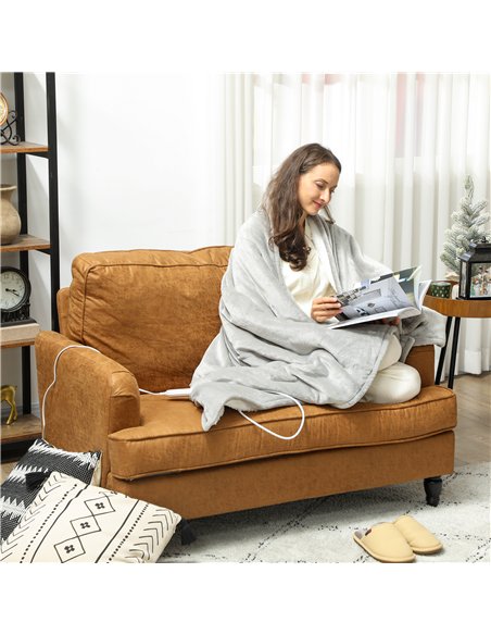HOMCOM Heated Blanket 180 x 130cm, Electric Throw Blanket with 10 Heat Levels and 10H Timer, Machine Washable Flannel and Cotton - pic 168059 | FastDaddyshop