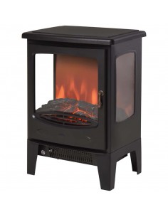 Homcom 1800W Tempered Glass Electric Fireplace Heater, Black