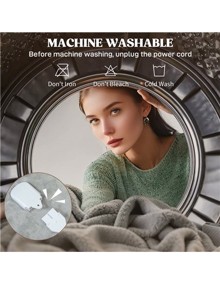 HOMCOM Heated Blanket 180 x 130cm, Electric Throw Blanket with 10 Heat Levels and 10H Timer, Machine Washable Flannel and Cotton - pic 168063 | FastDaddyshop