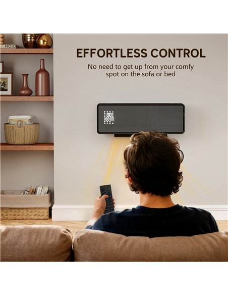 HOMCOM 2000W Ceramic Electric Heater with Fan, Adjustable Thermostat, Wall Mounted - Black - pic 168074 | FastDaddyshop