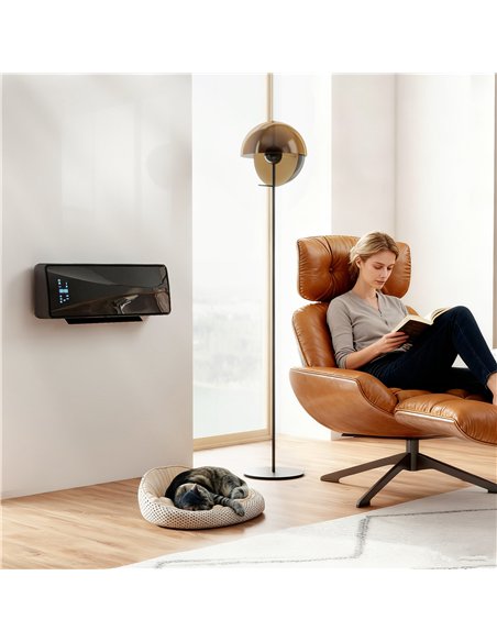 HOMCOM 2000W Ceramic Electric Heater with Fan, Adjustable Thermostat, Wall Mounted - Black - pic 168077 | FastDaddyshop
