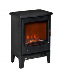 Homcom Electric Fireplace Heater with LED Flame Effect, Overheat Safety Protection, 900W/1800W, Black