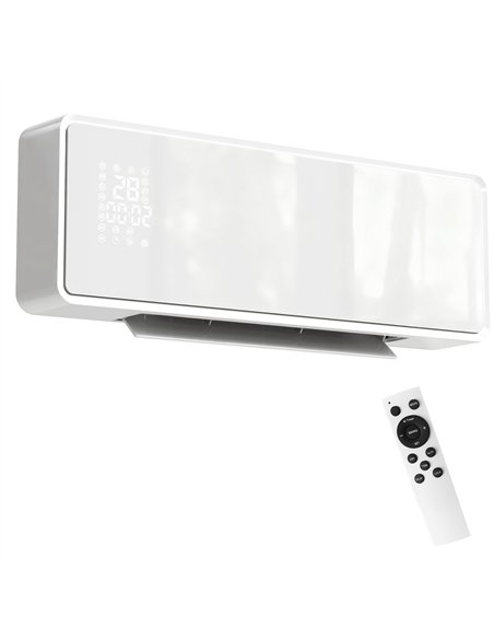 HOMCOM 2000W Ceramic Electric Heater with Fan, Adjustable Thermostat, Wall Mounted - White - pic 168085 | FastDaddyshop