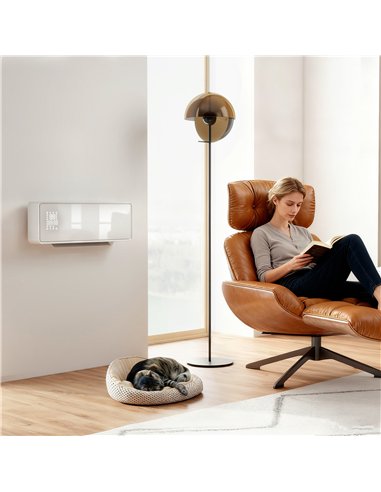 HOMCOM 2000W Ceramic Electric Heater with Fan, Adjustable Thermostat, Wall Mounted - White