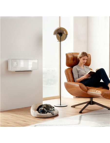 HOMCOM 2000W Ceramic Electric Heater with Fan, Adjustable Thermostat, Wall Mounted - White - pic 168086 | FastDaddyshop