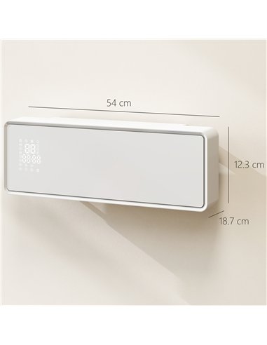 HOMCOM 2000W Ceramic Electric Heater with Fan, Adjustable Thermostat, Wall Mounted - White