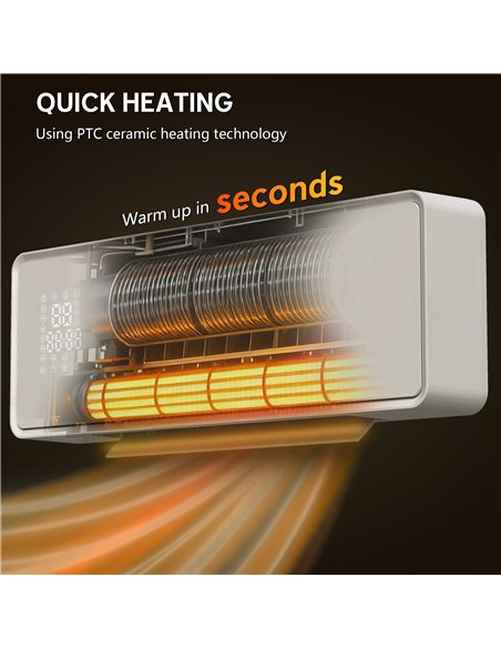 HOMCOM 2000W Ceramic Electric Heater with Fan, Adjustable Thermostat, Wall Mounted - White - pic 168088 | FastDaddyshop