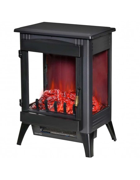 Homcom Electric Fireplace Heater with LED Flame Effect, 3-sided Tempered Glass, Overheat Protection, Black - pic 16809 | FastDaddyshop
