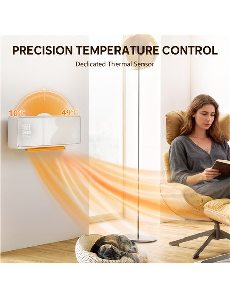 HOMCOM 2000W Ceramic Electric Heater with Fan, Adjustable Thermostat, Wall Mounted - White - pic 168091 | FastDaddyshop