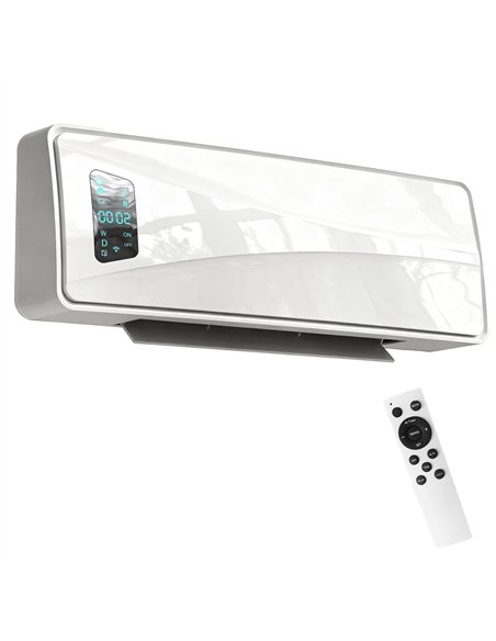 HOMCOM 2000W Ceramic Electric Heater with Fan, Adjustable Thermostat, Wall Mounted - White - pic 168094 | FastDaddyshop