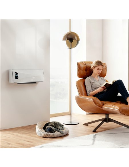 HOMCOM 2000W Ceramic Electric Heater with Fan, Adjustable Thermostat, Wall Mounted - White - pic 168095 | FastDaddyshop