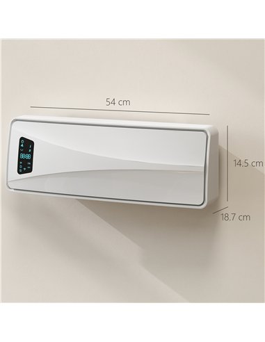 HOMCOM 2000W Ceramic Electric Heater with Fan, Adjustable Thermostat, Wall Mounted - White