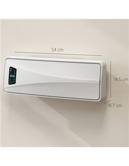 HOMCOM 2000W Ceramic Electric Heater with Fan, Adjustable Thermostat, Wall Mounted - White - pic 168096 | FastDaddyshop