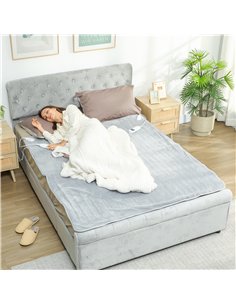 HOMCOM Heated Electric Blanket, Warm Throw Blanket with 5 Heating Levels, 10 Hour Auto-Off Timer, Grey 2