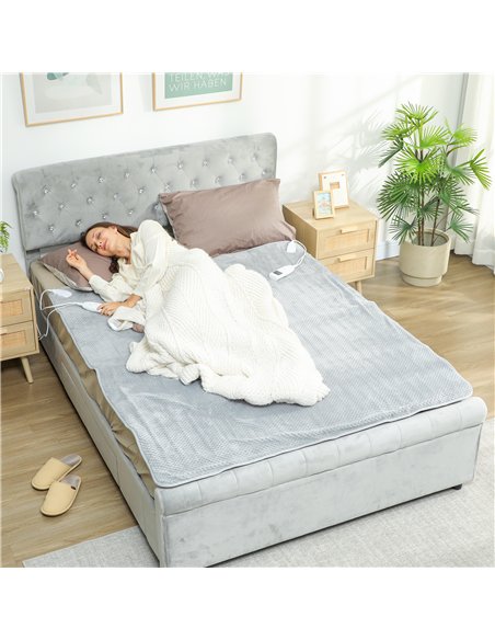 HOMCOM Heated Electric Blanket, Warm Throw Blanket with 5 Heating Levels, 10 Hour Auto-Off Timer, Grey - pic 168104 | FastDaddyshop
