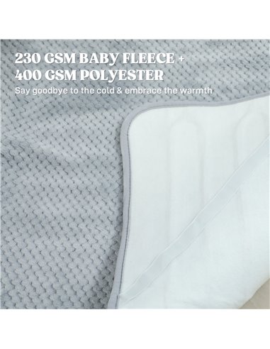 HOMCOM Heated Electric Blanket, Warm Throw Blanket with 5 Heating Levels, 10 Hour Auto-Off Timer, Grey