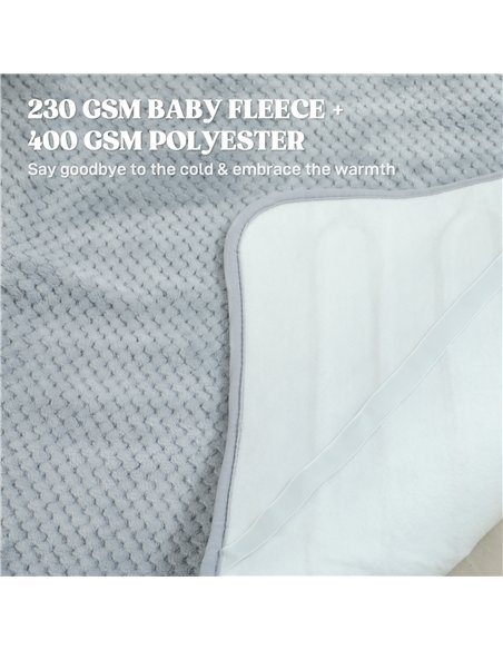 HOMCOM Heated Electric Blanket, Warm Throw Blanket with 5 Heating Levels, 10 Hour Auto-Off Timer, Grey - pic 168106 | FastDaddyshop
