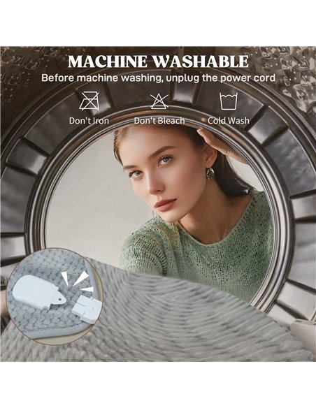 HOMCOM Heated Electric Blanket, Warm Throw Blanket with 5 Heating Levels, 10 Hour Auto-Off Timer, Grey - pic 168108 | FastDaddyshop