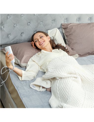 HOMCOM Heated Electric Blanket, Warm Throw Blanket with 5 Heating Levels, 10 Hour Auto-Off Timer, Grey