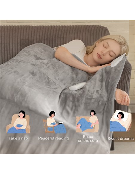 HOMCOM Electric Heated Blanket Throw 140 x 160cm with Dual Controllers, Machine Washable Heated Throw Blanket with Ultra Soft Fl - pic 168118 | FastDaddyshop