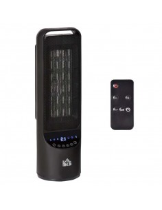 Homcom Ceramic Tower Heater with 45° Oscillation, Remote Control, Timer, Black