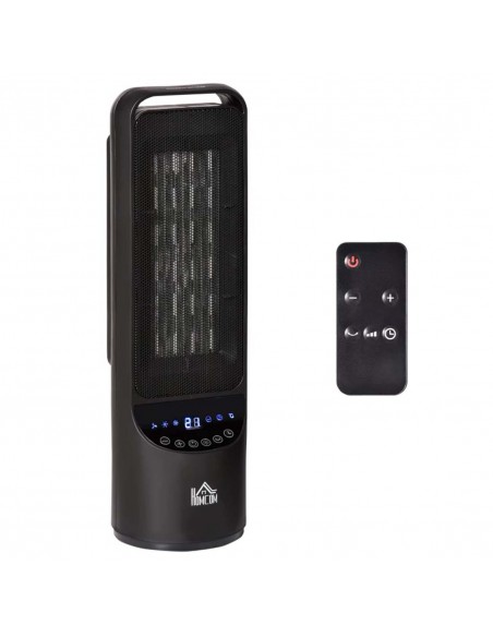 Homcom Ceramic Tower Heater with 45° Oscillation, Remote Control, Timer, Black - pic 16812 | FastDaddyshop