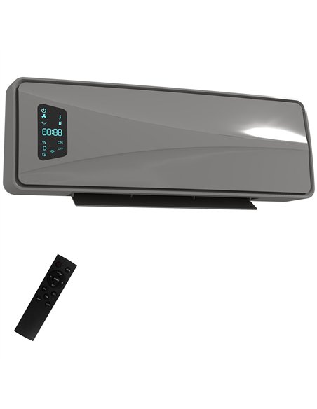 HOMCOM 2000W Ceramic Electric Heater with Fan, Adjustable Thermostat, Wall Mounted - Grey - pic 168121 | FastDaddyshop