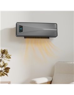 HOMCOM 2000W Ceramic Electric Heater with Fan, Adjustable Thermostat, Wall Mounted - Grey 2