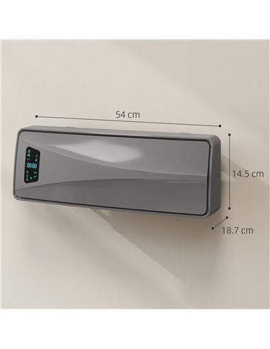 HOMCOM 2000W Ceramic Electric Heater with Fan, Adjustable Thermostat, Wall Mounted - Grey