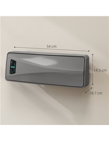 HOMCOM 2000W Ceramic Electric Heater with Fan, Adjustable Thermostat, Wall Mounted - Grey - pic 168123 | FastDaddyshop