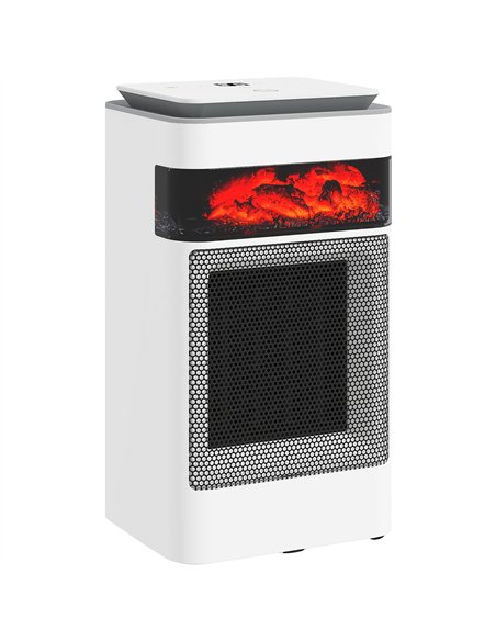 HOMCOM Ceramic Electric Heater, 1500W Fan Space Heater with 3 Modes, 24H Timer, Flame Effect, Oscillation for Bedroom, White - pic 168130 | FastDaddyshop