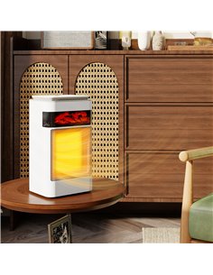 HOMCOM Ceramic Electric Heater, 1500W Fan Space Heater with 3 Modes, 24H Timer, Flame Effect, Oscillation for Bedroom, White 2