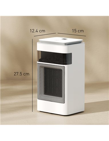 HOMCOM Ceramic Electric Heater, 1500W Fan Space Heater with 3 Modes, 24H Timer, Flame Effect, Oscillation for Bedroom, White