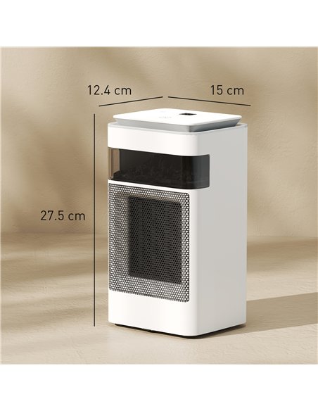 HOMCOM Ceramic Electric Heater, 1500W Fan Space Heater with 3 Modes, 24H Timer, Flame Effect, Oscillation for Bedroom, White - pic 168132 | FastDaddyshop