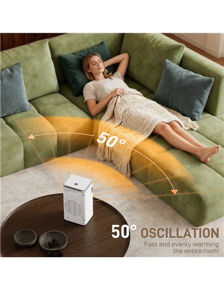 HOMCOM Ceramic Electric Heater, 1500W Fan Space Heater with 3 Modes, 24H Timer, Flame Effect, Oscillation for Bedroom, White - pic 168135 | FastDaddyshop