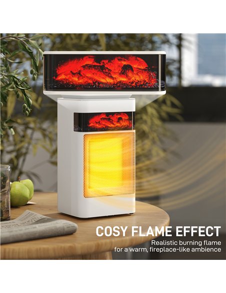 HOMCOM Ceramic Electric Heater, 1500W Fan Space Heater with 3 Modes, 24H Timer, Flame Effect, Oscillation for Bedroom, White - pic 168137 | FastDaddyshop