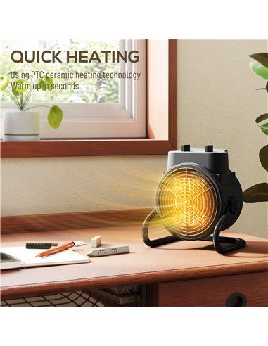 HOMCOM 2000W Portable Ceramic Electric Heater with Fan - Black