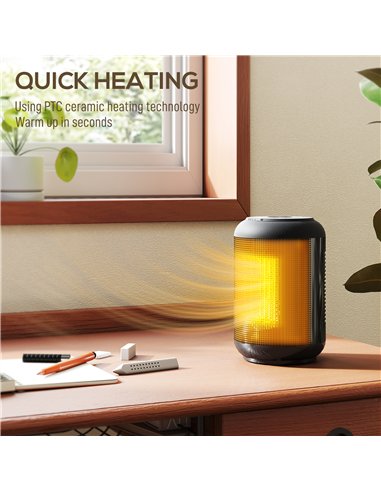HOMCOM 1500W Ceramic Electric Heater with Fan, Timer, Oscillation - Black