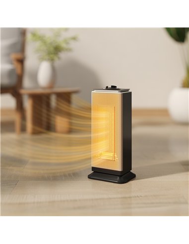 HOMCOM 2000W Ceramic Electric Heater with Fan, Oscillation - Black