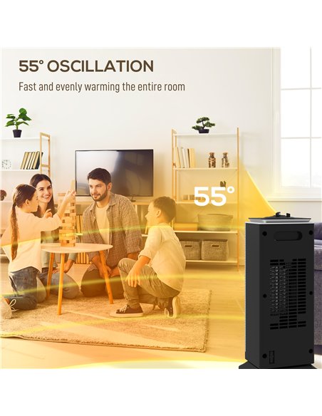 HOMCOM 2000W Ceramic Electric Heater with Fan, Oscillation - Black - pic 168162 | FastDaddyshop