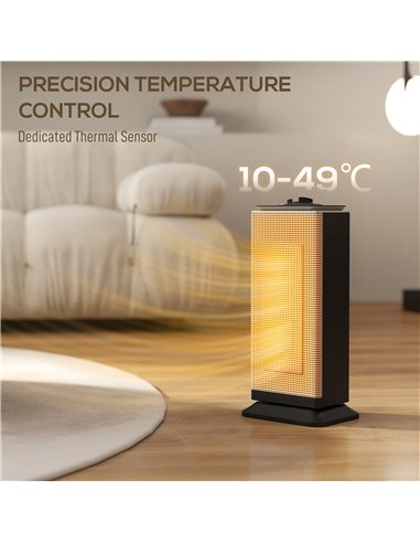HOMCOM 2000W Ceramic Electric Heater with Fan, Oscillation - Black