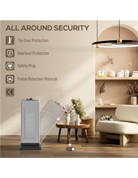 HOMCOM 2000W Ceramic Electric Heater with Fan, Oscillation - Black - pic 168164 | FastDaddyshop