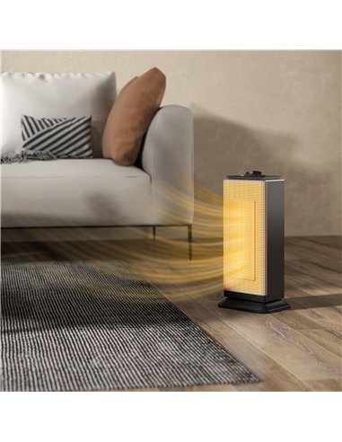 HOMCOM 2000W Ceramic Electric Heater with Fan, Oscillation - Black