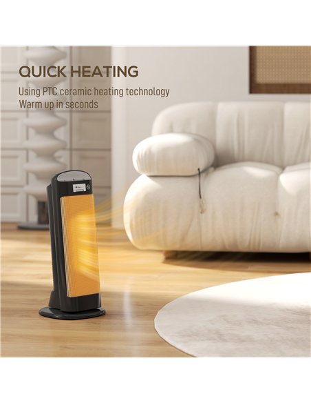 HOMCOM Ceramic Space Heater, 2000W Fan Electric Heater with 4 Modes, Adjustable Thermostat, 55° Oscillation, Tip-Over and Overhe - pic 168169 | FastDaddyshop