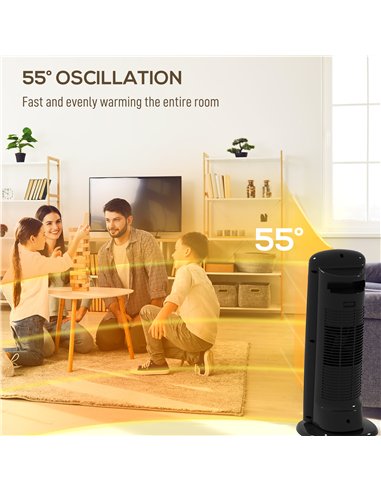 HOMCOM Ceramic Space Heater, 2000W Fan Electric Heater with 4 Modes, Adjustable Thermostat, 55° Oscillation, Tip-Over and Overhe