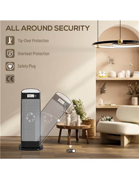 HOMCOM Ceramic Space Heater, 2000W Fan Electric Heater with 4 Modes, Adjustable Thermostat, 55° Oscillation, Tip-Over and Overhe - pic 168172 | FastDaddyshop