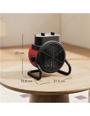 HOMCOM 2000W Portable Ceramic Electric Heater with Fan - Red
