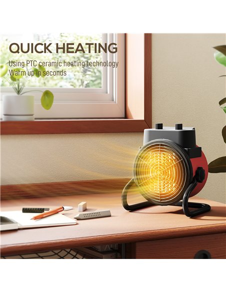 HOMCOM 2000W Portable Ceramic Electric Heater with Fan - Red - pic 168178 | FastDaddyshop