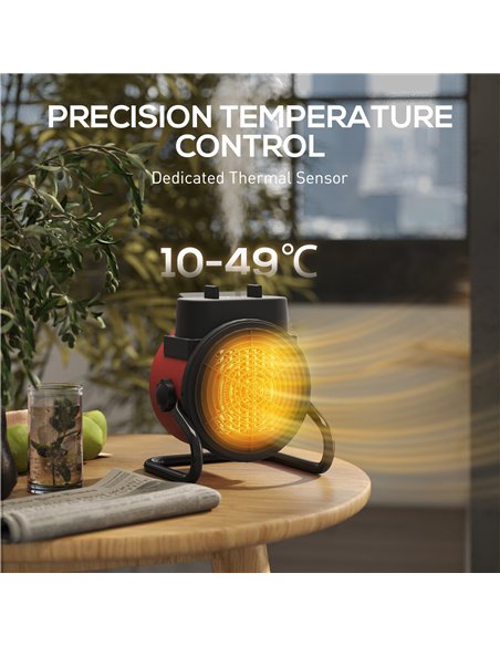 HOMCOM 2000W Portable Ceramic Electric Heater with Fan - Red - pic 168180 | FastDaddyshop