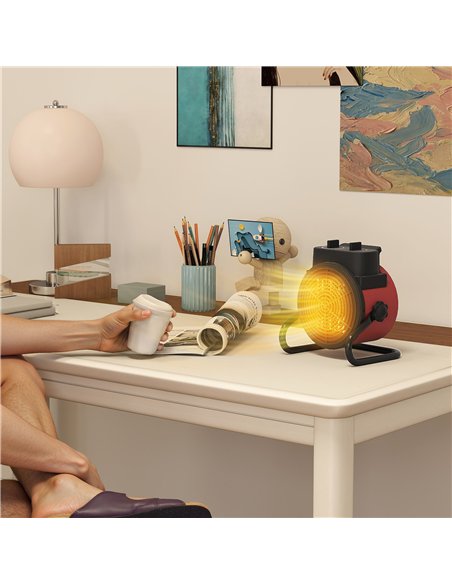HOMCOM 2000W Portable Ceramic Electric Heater with Fan - Red - pic 168183 | FastDaddyshop